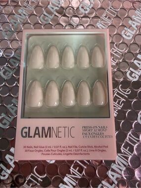 GLAMnetic Short Almond Press-On Nails in Nude Cream